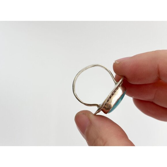 Turquoise Southwest Semi-Precious 925 Sterling Silver Vintage Ring - sz 7.5 - Picture 7 of 11